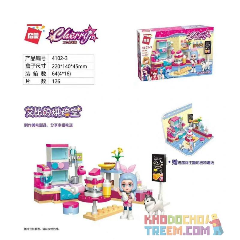 QMAN ENLIGHTEN KEEPPLEY 4102-1 4102-4 4102-2 4102-3 non  4 MÔ HÌNH PHÒNG ÂM NHẠC CỦA SHIRLEY QUẦN ÁO DOROTHY LÀM BÁNH ABBY STUDIO CHỤP ẢNH EMILY bộ đồ chơi xếp lắp ráp ghép mô hình Cherry Cô Nàng Ngọt Ngào 499 khối