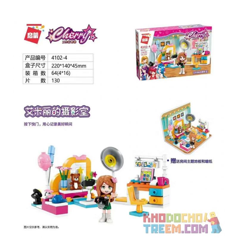 QMAN ENLIGHTEN KEEPPLEY 4102-1 4102-4 4102-2 4102-3 non  4 MÔ HÌNH PHÒNG ÂM NHẠC CỦA SHIRLEY QUẦN ÁO DOROTHY LÀM BÁNH ABBY STUDIO CHỤP ẢNH EMILY bộ đồ chơi xếp lắp ráp ghép mô hình Cherry Cô Nàng Ngọt Ngào 499 khối