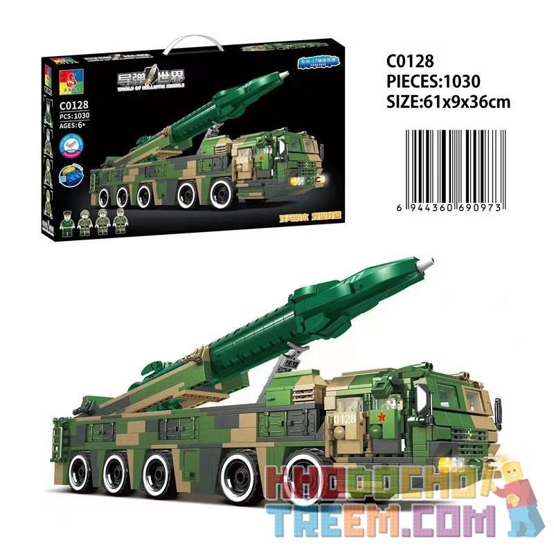 WOMA C0128 0128 non Lego TÊN LỬA SIÊU THANH DONGFENG-17 bộ đồ chơi xếp lắp ráp ghép mô hình World Of Ballistic Missile Trận Chiến Tên Lửa 1030 khối