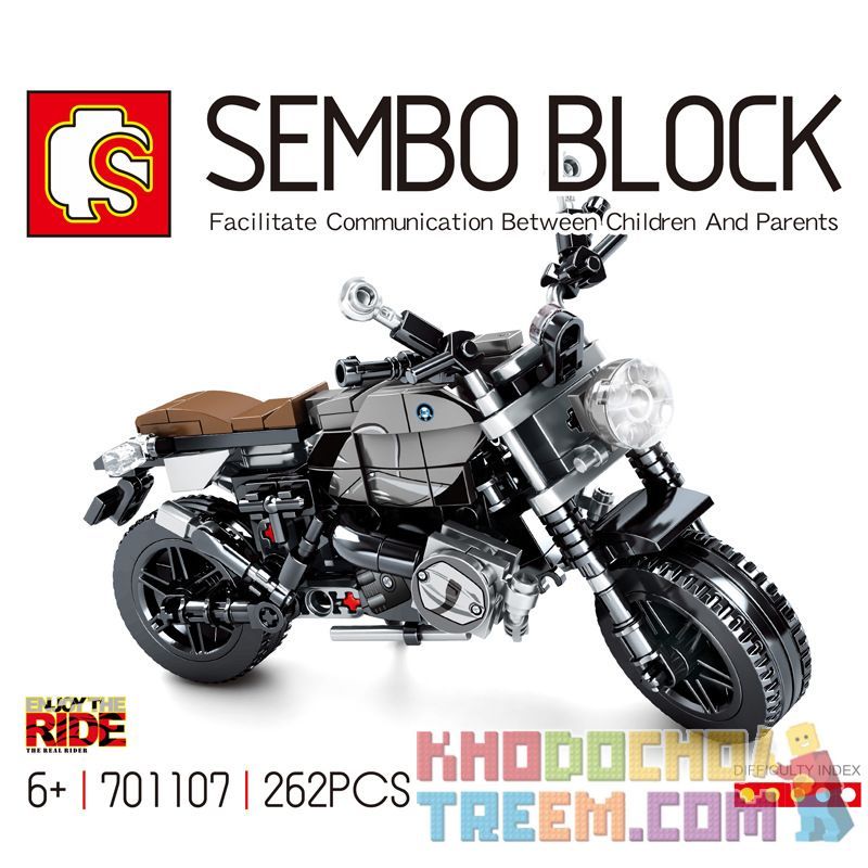 SEMBO 701107 Xếp hình kiểu Lego MOTO BMW R NineT Enjoy The Ride BMW Latte Small Motorcycle Xe Máy BMW Latte 262 khối