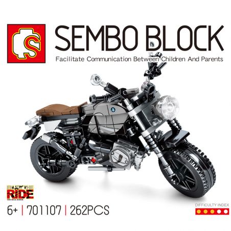SEMBO 701107 non  XE MÁY BMW LATTE bộ đồ chơi xếp lắp ráp ghép mô hình Motorcycle Motorbike BMW R NINET Xe Hai Bánh 262 khối