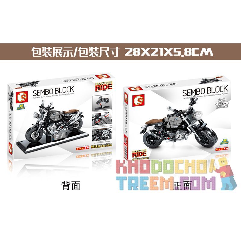 SEMBO 701107 non  XE MÁY BMW LATTE bộ đồ chơi xếp lắp ráp ghép mô hình Motorcycle Motorbike BMW R NINET Xe Hai Bánh 262 khối