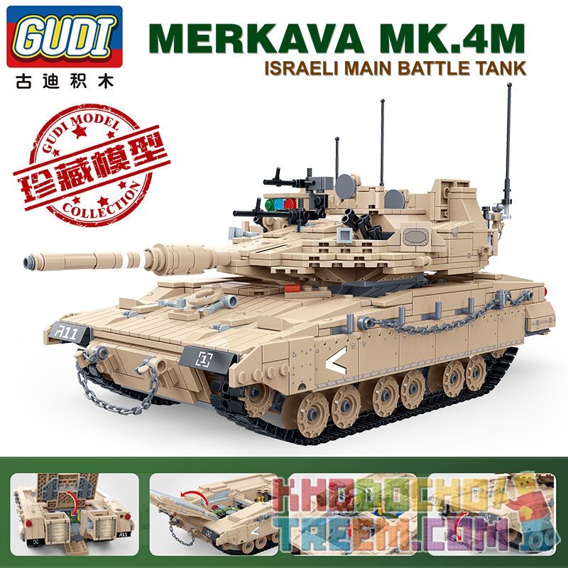 GUDI 6109 Xếp hình kiểu Lego MILITARY ARMY Merkava MBT Merkava Mk4M Tank 1 28 Xe Tăng Merkava Mk4M 1 28 1540 khối