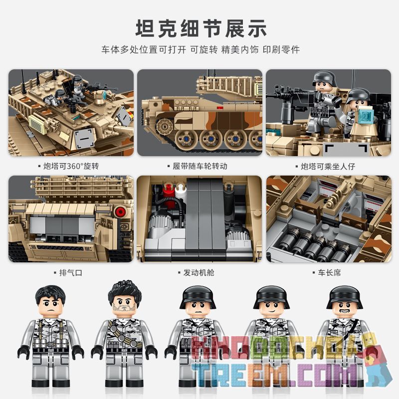 PanlosBrick 632010 Panlos Brick 632010 non  XE TĂNG CHIẾN ĐẤU CHỦ LỰC M1A2 bộ đồ chơi xếp lắp ráp ghép mô hình Military Army M1A2 ABRAMS MAIN BATTLE TANK Quân Sự Bộ Đội 1630 khối