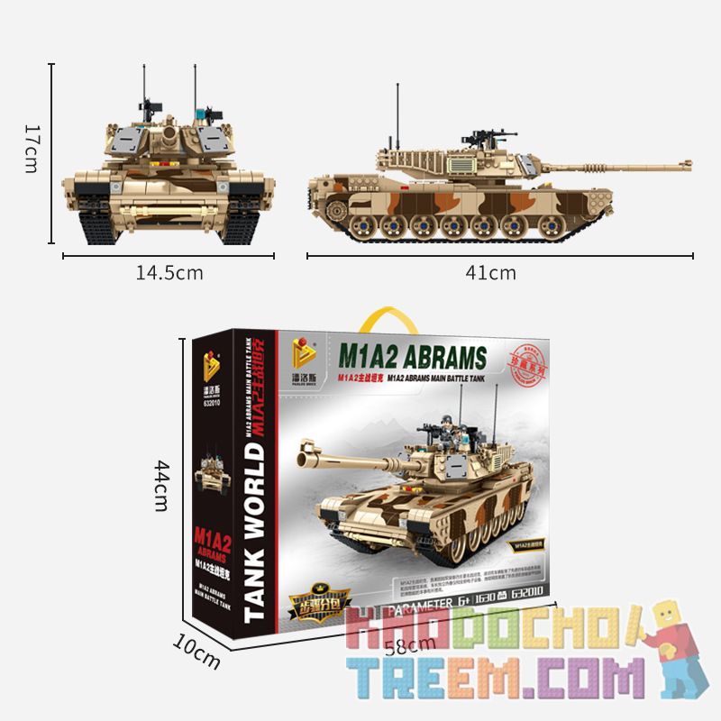 PanlosBrick 632010 Panlos Brick 632010 non  XE TĂNG CHIẾN ĐẤU CHỦ LỰC M1A2 bộ đồ chơi xếp lắp ráp ghép mô hình Military Army M1A2 ABRAMS MAIN BATTLE TANK Quân Sự Bộ Đội 1630 khối