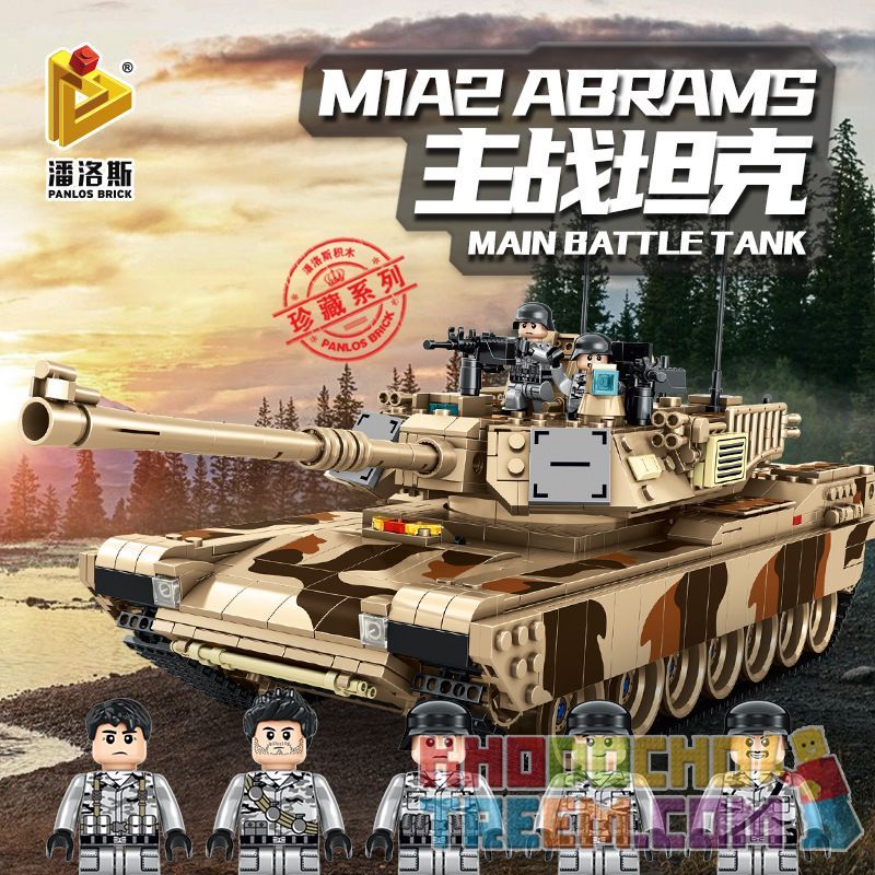 PanlosBrick 632010 Panlos Brick 632010 non  XE TĂNG CHIẾN ĐẤU CHỦ LỰC M1A2 bộ đồ chơi xếp lắp ráp ghép mô hình Military Army M1A2 ABRAMS MAIN BATTLE TANK Quân Sự Bộ Đội 1630 khối