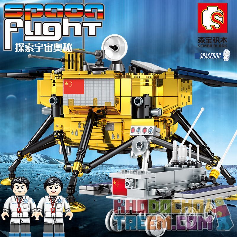 SEMBO 203301 non  THÁM HIỂM MẶT TRĂNG bộ đồ chơi xếp lắp ráp ghép mô hình Space Flight Thám Hiểm Không Gian 702 khối