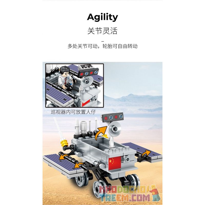 SEMBO 203301 non  THÁM HIỂM MẶT TRĂNG bộ đồ chơi xếp lắp ráp ghép mô hình Space Flight Thám Hiểm Không Gian 702 khối