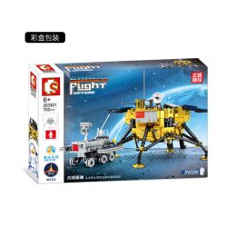 SEMBO 203301 non  THÁM HIỂM MẶT TRĂNG bộ đồ chơi xếp lắp ráp ghép mô hình Space Flight Thám Hiểm Không Gian 702 khối