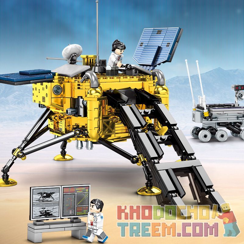 SEMBO 203301 non  THÁM HIỂM MẶT TRĂNG bộ đồ chơi xếp lắp ráp ghép mô hình Space Flight Thám Hiểm Không Gian 702 khối