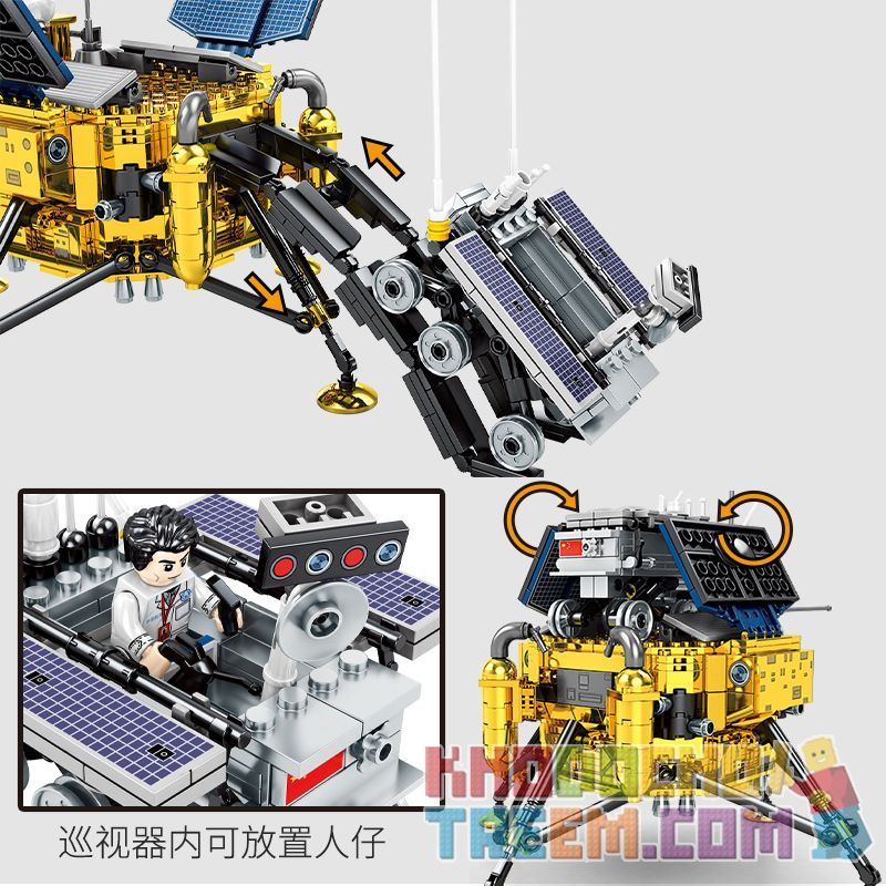 SEMBO 203301 non  THÁM HIỂM MẶT TRĂNG bộ đồ chơi xếp lắp ráp ghép mô hình Space Flight Thám Hiểm Không Gian 702 khối