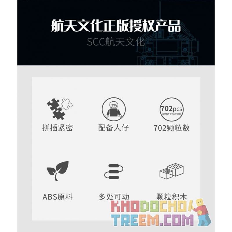 SEMBO 203301 non  THÁM HIỂM MẶT TRĂNG bộ đồ chơi xếp lắp ráp ghép mô hình Space Flight Thám Hiểm Không Gian 702 khối