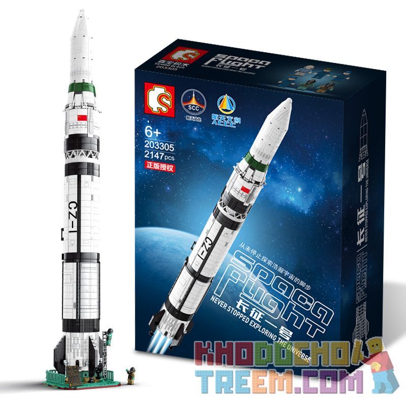 SEMBO 203305 Xếp hình kiểu Lego SPACE FLIGHT Explore The Mysteries Of The Universe Long March 1 Rocket Rocket Ngày 1 Tháng 3 2147 khối