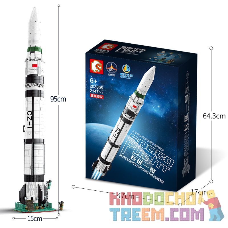 SEMBO 203305 non  ROCKET NGÀY 1 THÁNG 3 bộ đồ chơi xếp lắp ráp ghép mô hình Space Flight Thám Hiểm Không Gian 2147 khối