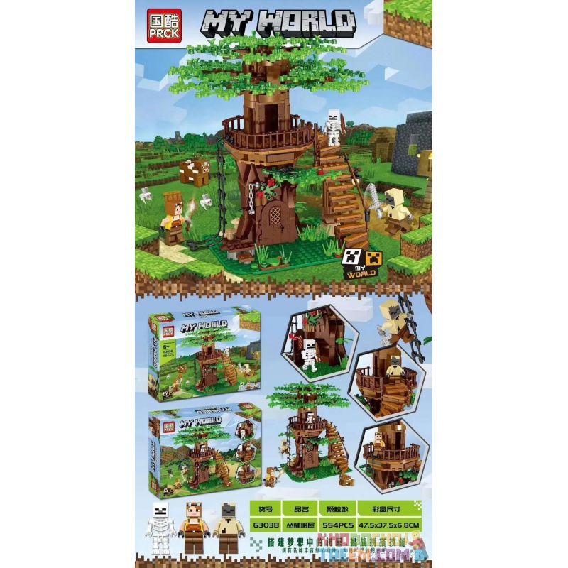 PRCK 63038 Xếp hình kiểu Lego MINECRAFT My World Jungle Tree House Ngôi Nhà Trên Cây Trong Rừng 554 khối