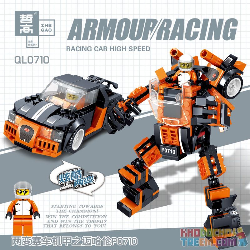 ZHEGAO QL0710 0710 QL0711 0711 QL0712 0712 QL0713 0713 non  ĐUA XE GIÁP 4 款 bộ đồ chơi xếp lắp ráp ghép mô hình Speed Champions Racing Cars ARMOUR RACING Đua Xe Công Thức 248 khối