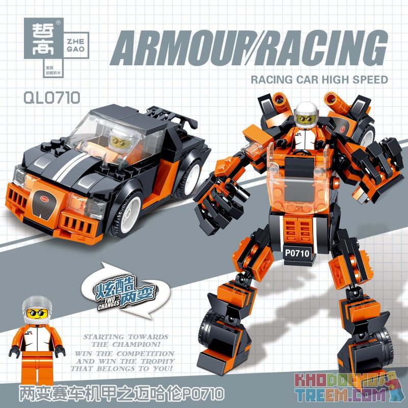 ZHEGAO QL0710 0710 QL0711 0711 QL0712 0712 QL0713 0713 non  ĐUA XE GIÁP 4 款 bộ đồ chơi xếp lắp ráp ghép mô hình Speed Champions Racing Cars ARMOUR RACING Đua Xe Công Thức 248 khối
