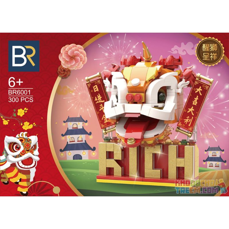 BR 601000 6001 GUANGZHOU METRO MUSEUM TME202201 202201 non  SƯ TỬ THỨC DẬY bộ đồ chơi xếp lắp ráp ghép mô hình Seasonal Mùa Lễ Hội 300 khối