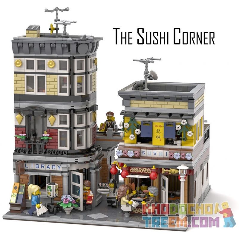 MOYU BLOCK MY82002 82002 JIESTAR 89127 URGE 10193 Xếp hình kiểu Lego CREATOR The Sushi Coener Street View Sushi Restaurant Cửa Hàng Sushi 2712 khối