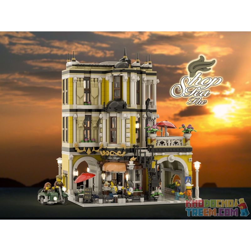 JIESTAR 89124 URGE 10187 Xếp hình kiểu Lego CREATOR The Tea Shop Street View Teahouse Quán Trà 2877 khối