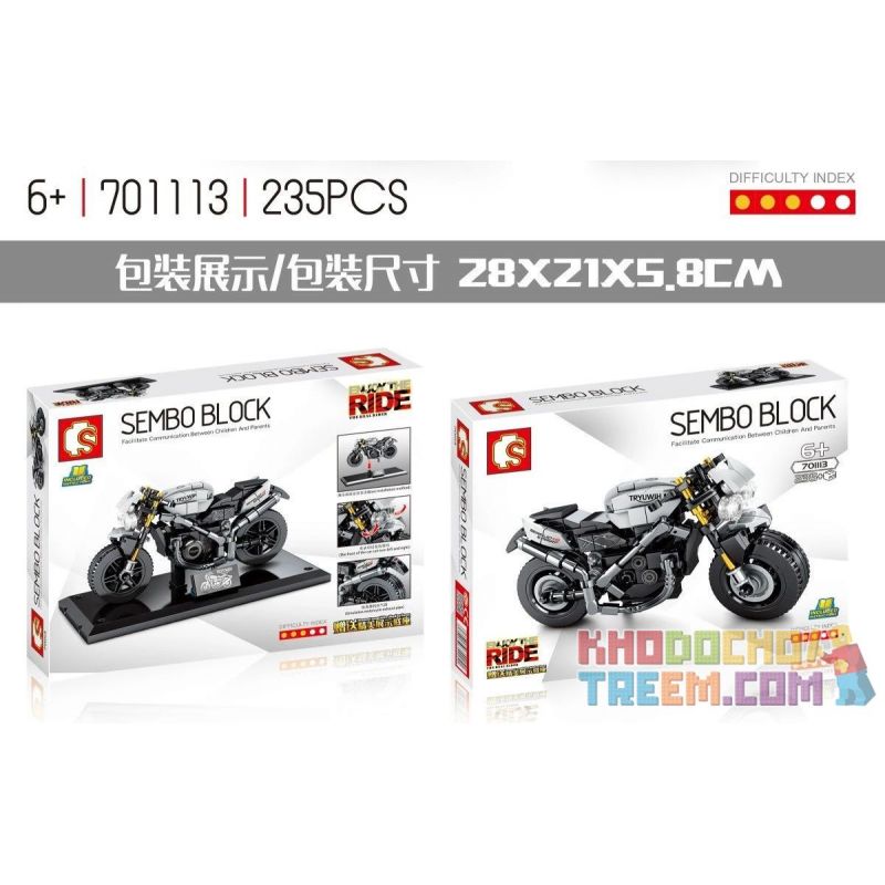 IBLOCK PL-920-185 920-185 PL920-185 SEMBO 701113 non  TRIUMPH MOTORCYCLE. bộ đồ chơi xếp lắp ráp ghép mô hình Motorcycle Motorbike TRIUMPH FROG Xe Hai Bánh 235 khối