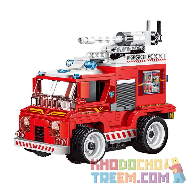 WISE BLOCK HA389045 389045 Xếp hình kiểu Lego FIRE RESCURE Cyclone Rescue Remote Control Fire Truck Lốc Xoáy Cứu Hộ Xe Cứu Hỏa điều Khiển Từ Xa 263 khối