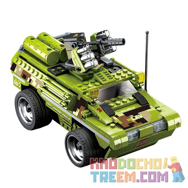 WISE BLOCK HA389047 389047 Xếp hình kiểu Lego MILITARY ARMY Light Armored Vehicle Remote Control Military Armored Vehicle Xe Bọc Thép Quân Sự điều Khiển Từ Xa 315 khối