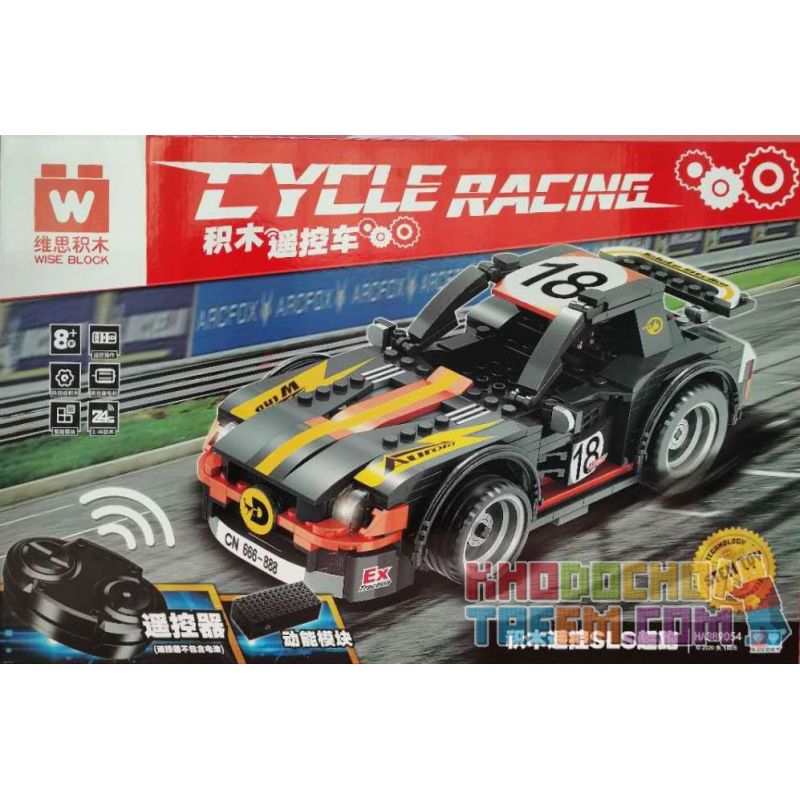 WISE BLOCK HA389054 389054 non  SIÊU XE SLS ĐIỀU KHIỂN TỪ XA bộ đồ chơi xếp lắp ráp ghép mô hình Speed Champions Racing Cars CYCLE RACING Đua Xe Công Thức 388 khối