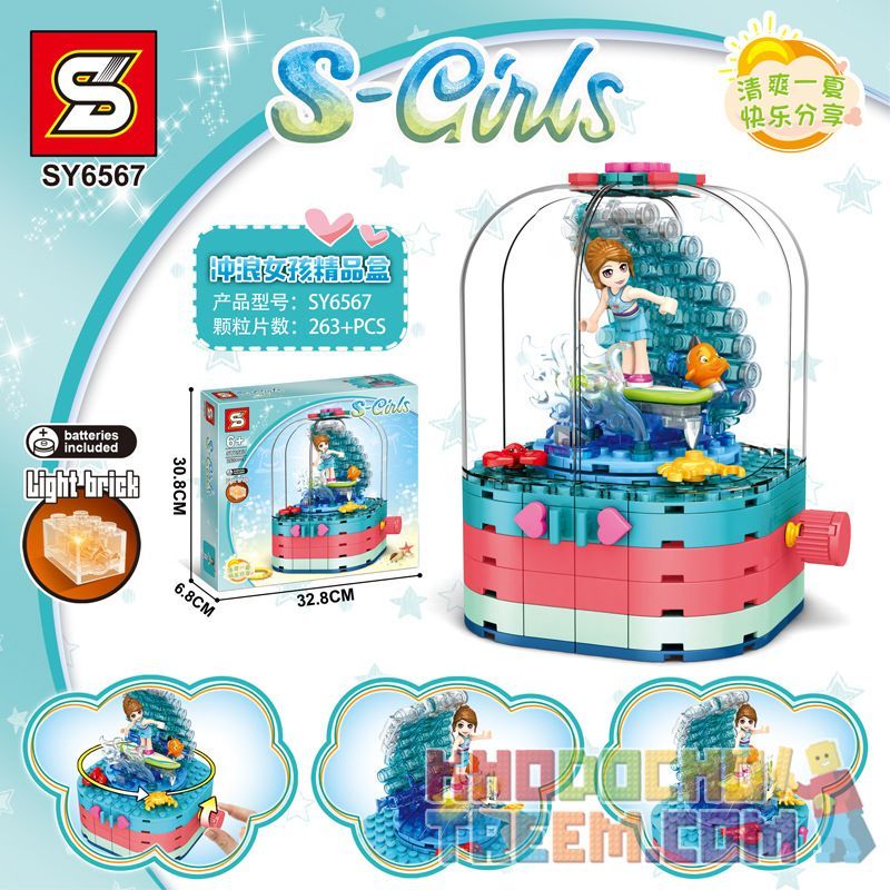 SHENG YUAN SY SY6567 6567 Xếp hình kiểu Lego FRIENDS S-Girls Surf Girl Boutique Box Surf Girl Boutique Boutique 263 khối