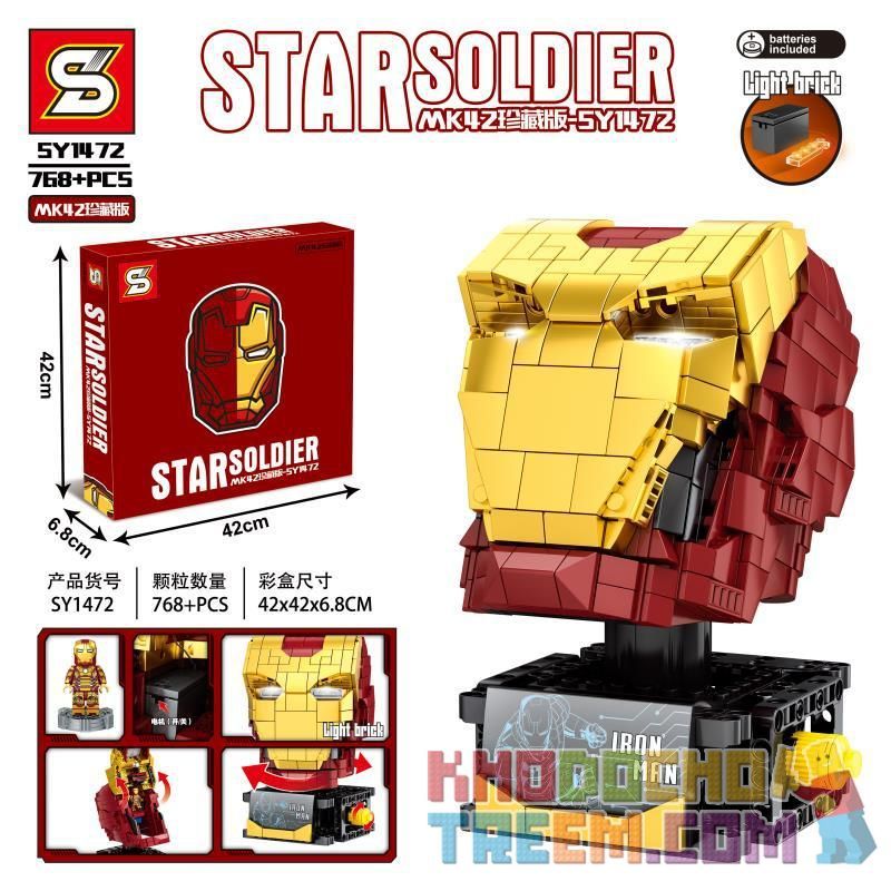 SHENG YUAN SY SY1472 1472 Xếp hình kiểu Lego STAR WARS Star Soldier Space Marine Iron Man MK42 Collector's Edition Head Sculpture Tác Phẩm điêu Khắc đầu Iron Man MK42 Collector's Edition 768 khối SHENG YUAN SY SY1472 1472 Xếp hình kiểu Lego STAR WARS Star Soldier Space Marine Iron Man MK42 Collector's Edition Head Sculpture Tác Phẩm điêu Khắc đầu Iron Man MK42 Collector's Edition 768 khối
