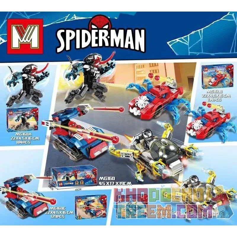 MINGGE MG160A 160A MG160B 160B MG160D 160D Xếp hình kiểu Lego SUPER HEROES Spider-Man 4 Models Of Spiderman Poison Spiderman Ven