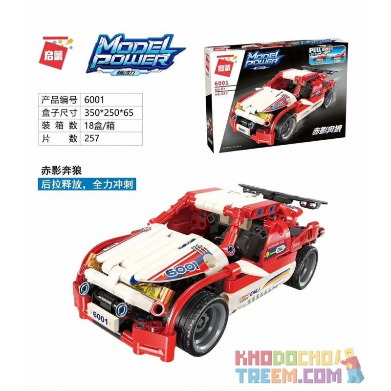 Enlighten 6001 Qman 6001 non  XẾP HẠNG XE ĐUA ĐỎ RED WOLF bộ đồ chơi xếp lắp ráp ghép mô hình  MODEL POWER Kỹ Thuật Công Nghệ Cao Mô Hình Phương Tiện 257 khối