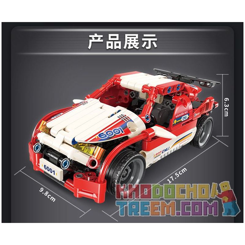 Enlighten 6001 Qman 6001 non  XẾP HẠNG XE ĐUA ĐỎ RED WOLF bộ đồ chơi xếp lắp ráp ghép mô hình  MODEL POWER Kỹ Thuật Công Nghệ Cao Mô Hình Phương Tiện 257 khối