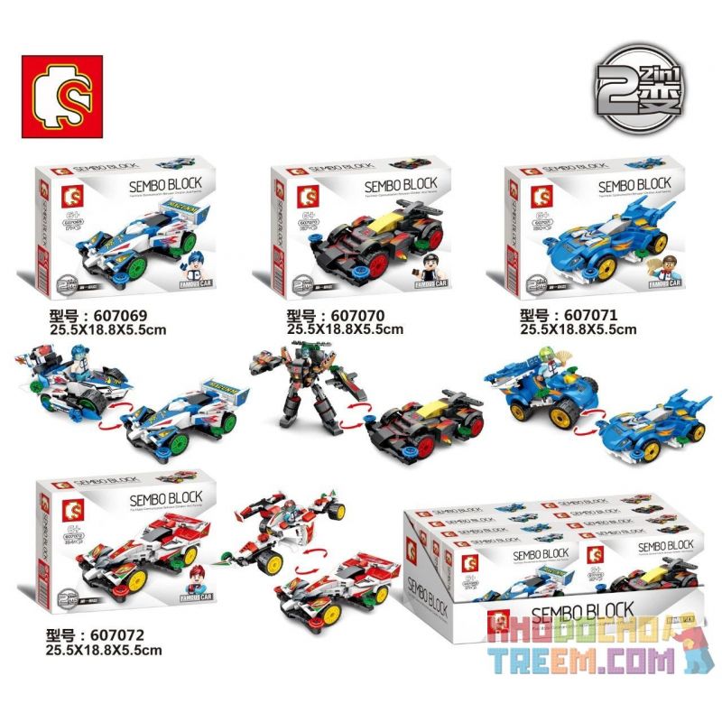 SEMBO 607072 non Lego ÂM THANH BÃO LÁI BỐN BÁNH bộ đồ chơi xếp lắp ráp ghép mô hình Speed Champions Racing Cars FAMOUS CAR Đua Xe Công Thức 154 khối