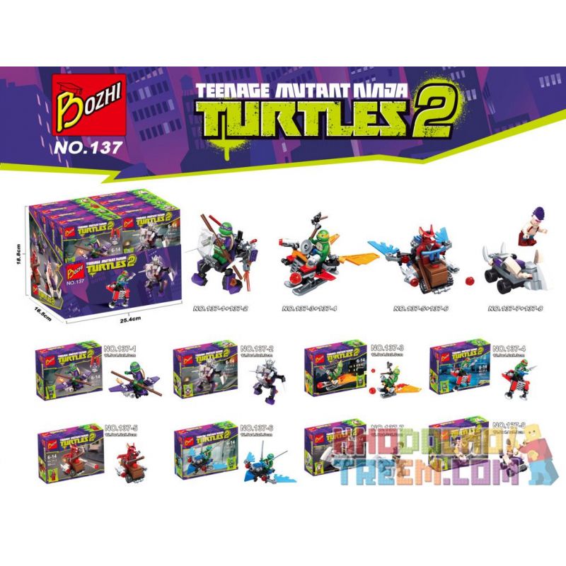 BOZHI 137 non Lego NINJA RÙA ĐỘT BIẾN TUỔI TEEN bộ đồ chơi xếp lắp ráp ghép mô hình Teenage Mutant Ninja Turtles TURTLES 2