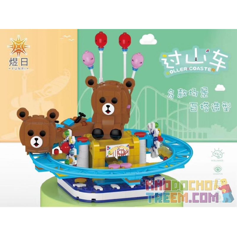 YURI 66112 non  TÀU LƯỢN SIÊU TỐC GẤU bộ đồ chơi xếp lắp ráp ghép mô hình City Modern Paradise ROLLER COASTER Thành Phố Thiên Đường Hiện Đại 580 khối