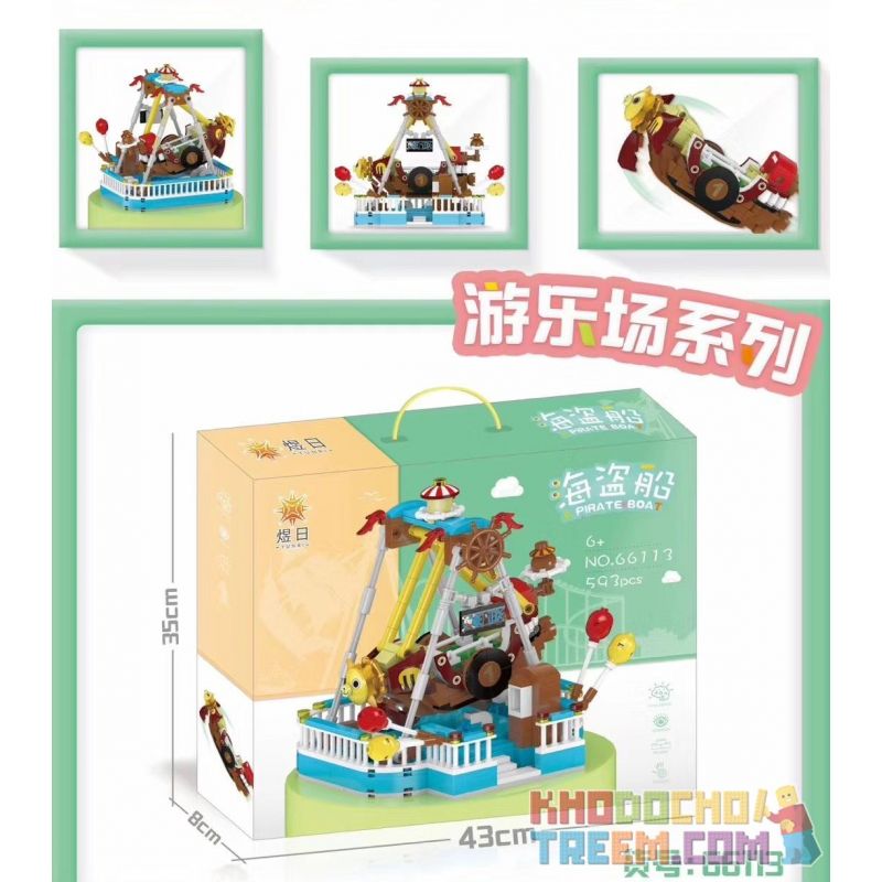 YURI 66113 non  TÀU CƯỚP BIỂN bộ đồ chơi xếp lắp ráp ghép mô hình City Modern Paradise A PIRATE BOAT Thành Phố Thiên Đường Hiện Đại 593 khối