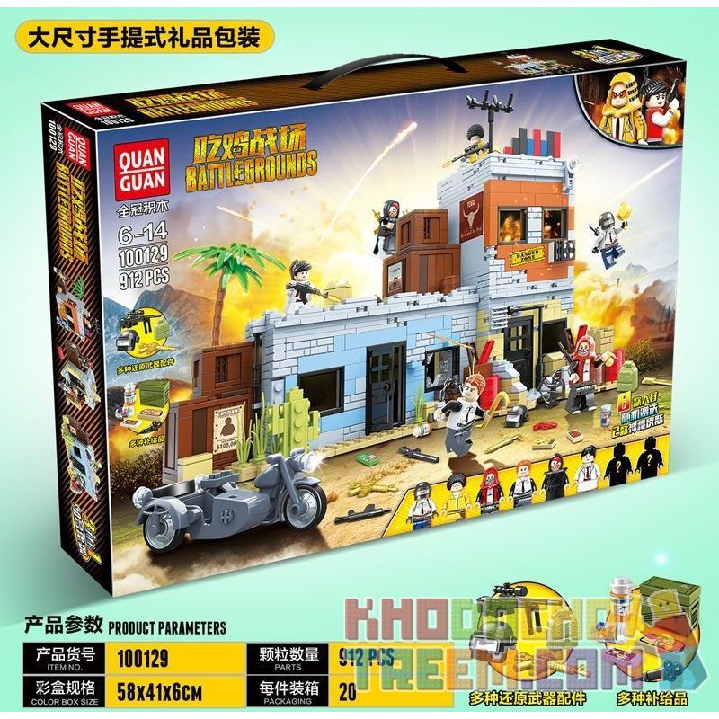 100129 non  GÀ CHIẾN bộ đồ chơi xếp lắp ráp ghép mô hình Swat Special Force BATTLEGROUNDS Đặc Nhiệm 912 khối