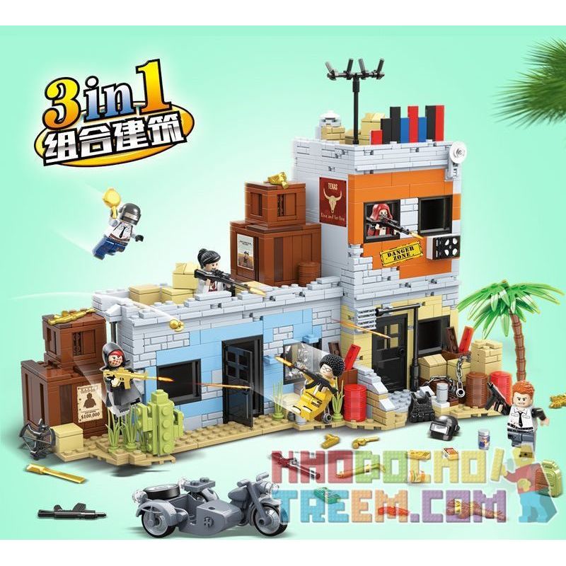 100129 non  GÀ CHIẾN bộ đồ chơi xếp lắp ráp ghép mô hình Swat Special Force BATTLEGROUNDS Đặc Nhiệm 912 khối