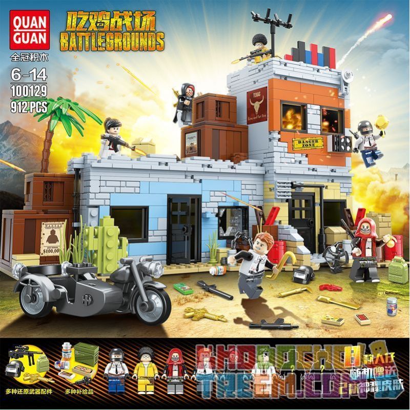 100129 non  GÀ CHIẾN bộ đồ chơi xếp lắp ráp ghép mô hình Swat Special Force BATTLEGROUNDS Đặc Nhiệm 912 khối