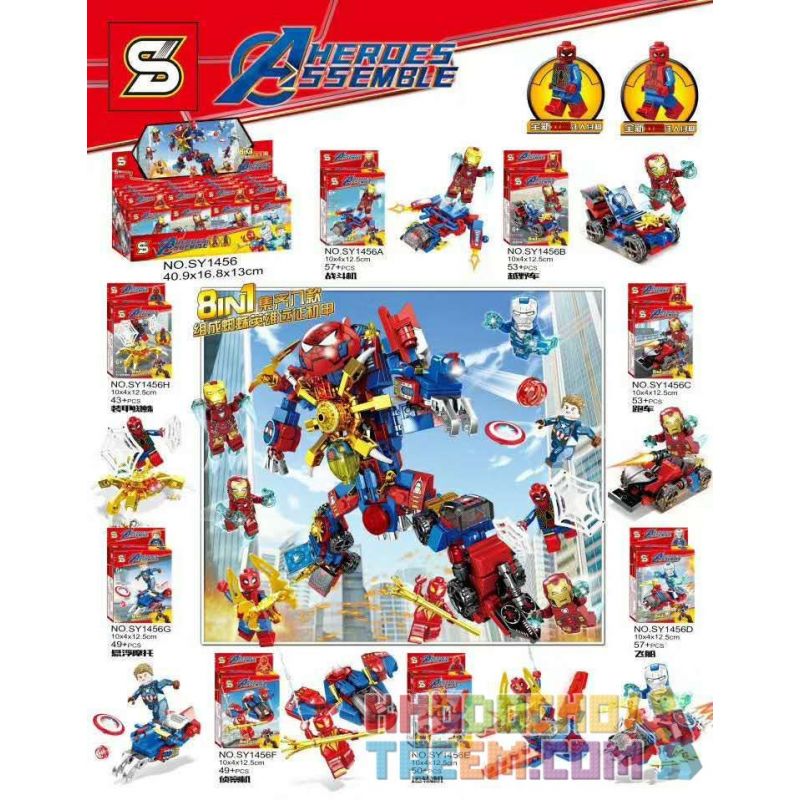 SHENG YUAN SY SY1456 1456 non Lego SPIDER HERO EXPEDITION MECH MINIFIGURE 8 SỰ KẾT HỢP bộ đồ chơi xếp lắp ráp ghép mô hình Super Heroes HEROES ASSEMBLE Siêu Nhân Anh Hùng 411 khối