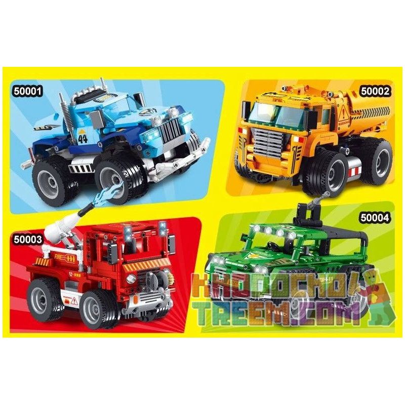 SHENZHEN RAEL ENTERTAINMENT 50001 50002 50003 50004 non Lego 4 LOẠI XE CẢNH SÁT ĐÔ THỊ BEN KỸ THUẬT CỨU HỎA ĐỊA HÌNH QUÂN ĐỘI bộ đồ chơi xếp lắp ráp ghép mô hình Technic FREERUNNER TRUCKER Kỹ Thuật Công Nghệ Cao Mô Hình Phương Tiện 1379 khối