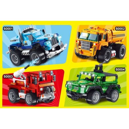 SHENZHEN RAEL ENTERTAINMENT 50001 50002 50003 50004 non  4 LOẠI XE CẢNH SÁT ĐÔ THỊ BEN KỸ THUẬT CỨU HỎA ĐỊA HÌNH QUÂN ĐỘI bộ đồ chơi xếp lắp ráp ghép mô hình  FREERUNNER TRUCKER Kỹ Thuật Công Nghệ Cao Mô Hình Phương Tiện 1379 khối