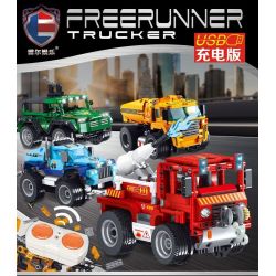 SHENZHEN RAEL ENTERTAINMENT 50001 50002 50003 50004 non  4 LOẠI XE CẢNH SÁT ĐÔ THỊ BEN KỸ THUẬT CỨU HỎA ĐỊA HÌNH QUÂN ĐỘI bộ đồ chơi xếp lắp ráp ghép mô hình  FREERUNNER TRUCKER Kỹ Thuật Công Nghệ Cao Mô Hình Phương Tiện 1379 khối