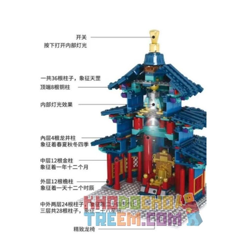 Kazi KY2001 2001 non  ĐỀN THIÊN ĐƯỜNG BẮC KINH 1 100 tỷ lệ 1:100 bộ đồ chơi xếp lắp ráp ghép mô hình Chinatown BEIJING TIANTAN Khu Phố Tàu 1736 khối