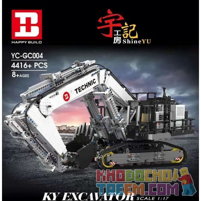 HAPPY BUILD YC-GC004 GC004 YCGC004 non  MÁY XÚC 1:17 tỷ lệ 1:17 bộ đồ chơi xếp lắp ráp ghép mô hình Build Team SHINEYU KY EXCAVATOR Đội Xây Dựng 4342 khối