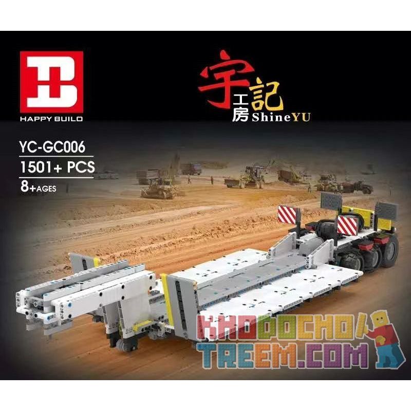 HAPPY BUILD YC-GC006 GC006 YCGC006 non  MÁY MÓC PALLET 1:10 tỷ lệ 1:10 bộ đồ chơi xếp lắp ráp ghép mô hình Build Team SHINEYU STEP DECK TRAILER Đội Xây Dựng 1501 khối
