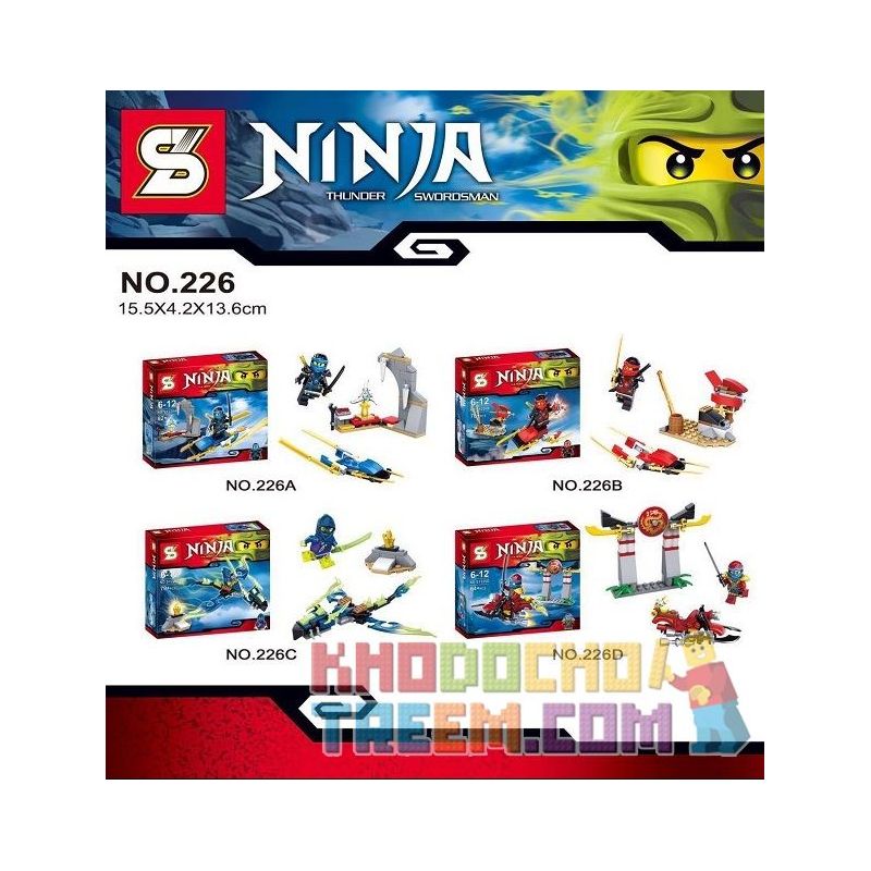 SHENG YUAN SY SY226A 226A SY226B 226B SY226C 226C SY226D 226D non Lego 4 MÁY BAY PHANTOM NINJA bộ đồ chơi xếp lắp ráp ghép mô hình The Lego Ninjago Movie NINJA THUNDER SWORDSMAN Ninja Lốc Xoáy 303 khối