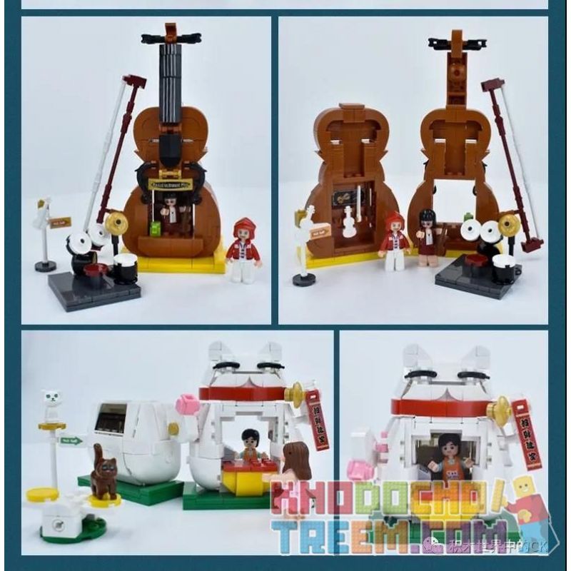 SLUBAN M38-B0818 B0818 0818 M38B0818 38-B0818 non  CỬA HÀNG THÚ CƯNG LUCKY CAT bộ đồ chơi xếp lắp ráp ghép mô hình Chinatown FORTUNE CAT Khu Phố Tàu 308 khối