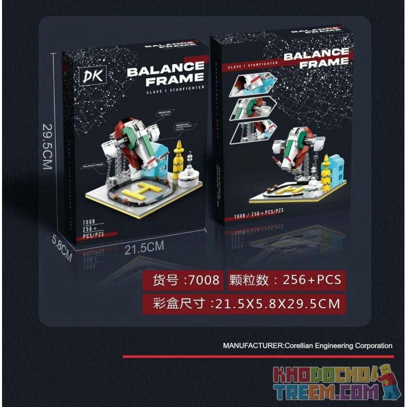 DK 7008 non  KHUNG CÂN BẰNG CĂNG THẲNG SLAVE SỐ 1 bộ đồ chơi xếp lắp ráp ghép mô hình Star Wars BALANCE FRAME SLAVE I STARFIGHTER Chiến Tranh Giữa Các Vì Sao 256 khối